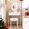 White Adjustable Height Vanity Desk Set with 3-Color LED Lighted Mirror and Storage Drawers